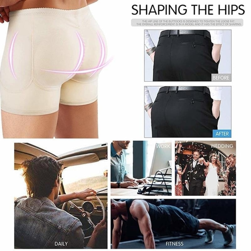 Mens Butt and Hip Enhancer Booty Padded Underwear Panties Body Shaper  Seamless Butt Lifter Panty Boyshorts Shapewear Boxers