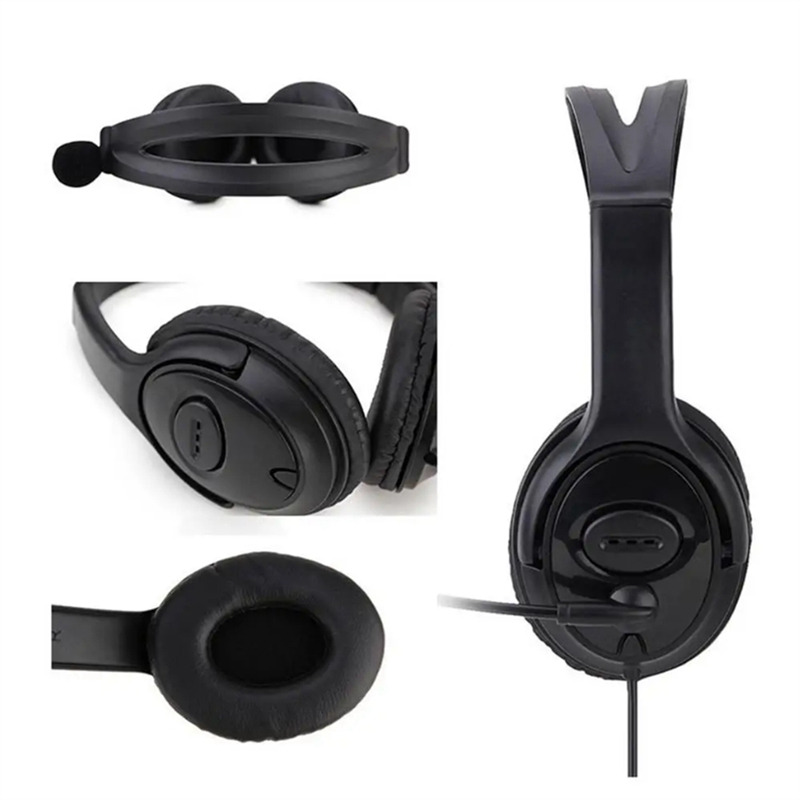 Wired USB Headset Computer Teaching Telephone Headset Suitable for Zoom Skype Office Call Center 1Set. 