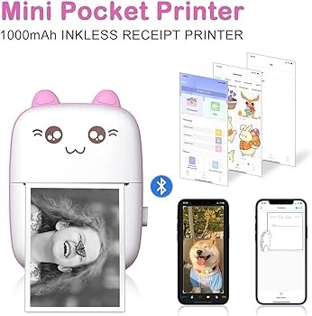 Mini Thermal Printer Compatible With Ios & Android - Convenient Printing Solution For Labels, Photos, And More. 