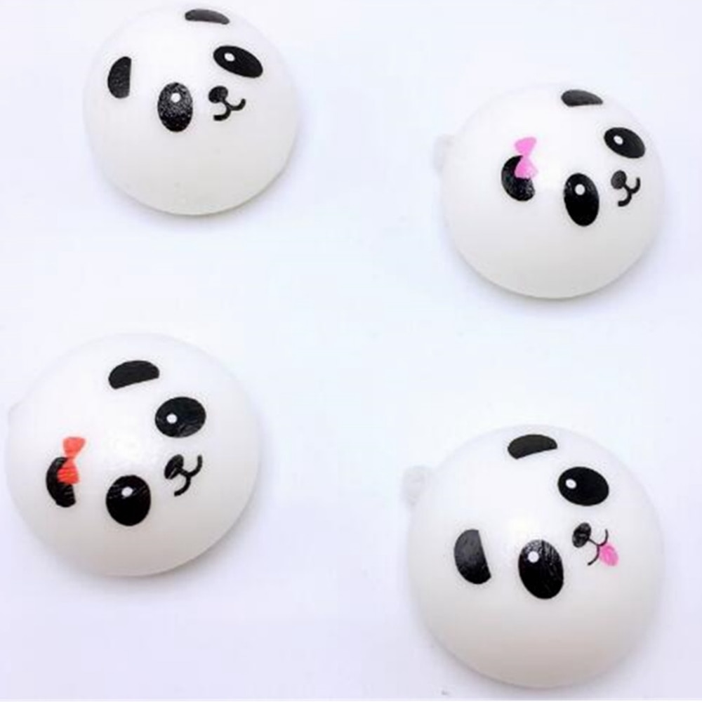 【VisioN Shop】Kawaii Squishy Panda Bun Stress Ball Slow Rising Decompression Panda PU Key chains Keychain Cute Bread Toys. 