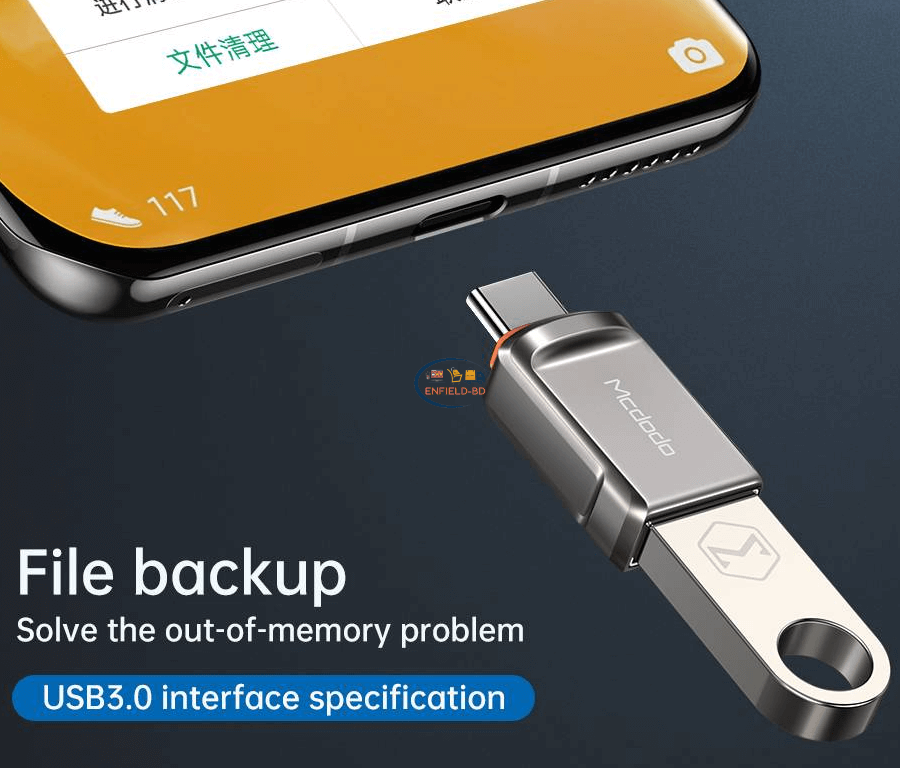 MCDODO OT-8730 USB-A 3.0 to Type-C Mini OTG Adapter. 