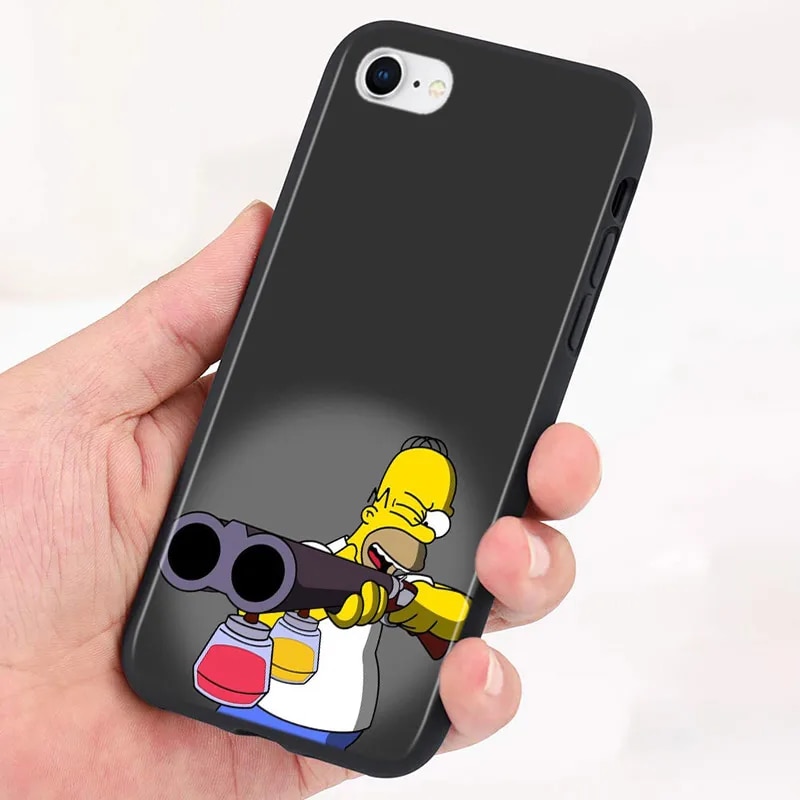 The Simpsons For Apple iPhone 15 14 13 12 11 Pro Max Mini XS X XR 7 8 6 Plus 5S Silicone Black Phone Case Coque Capa. 