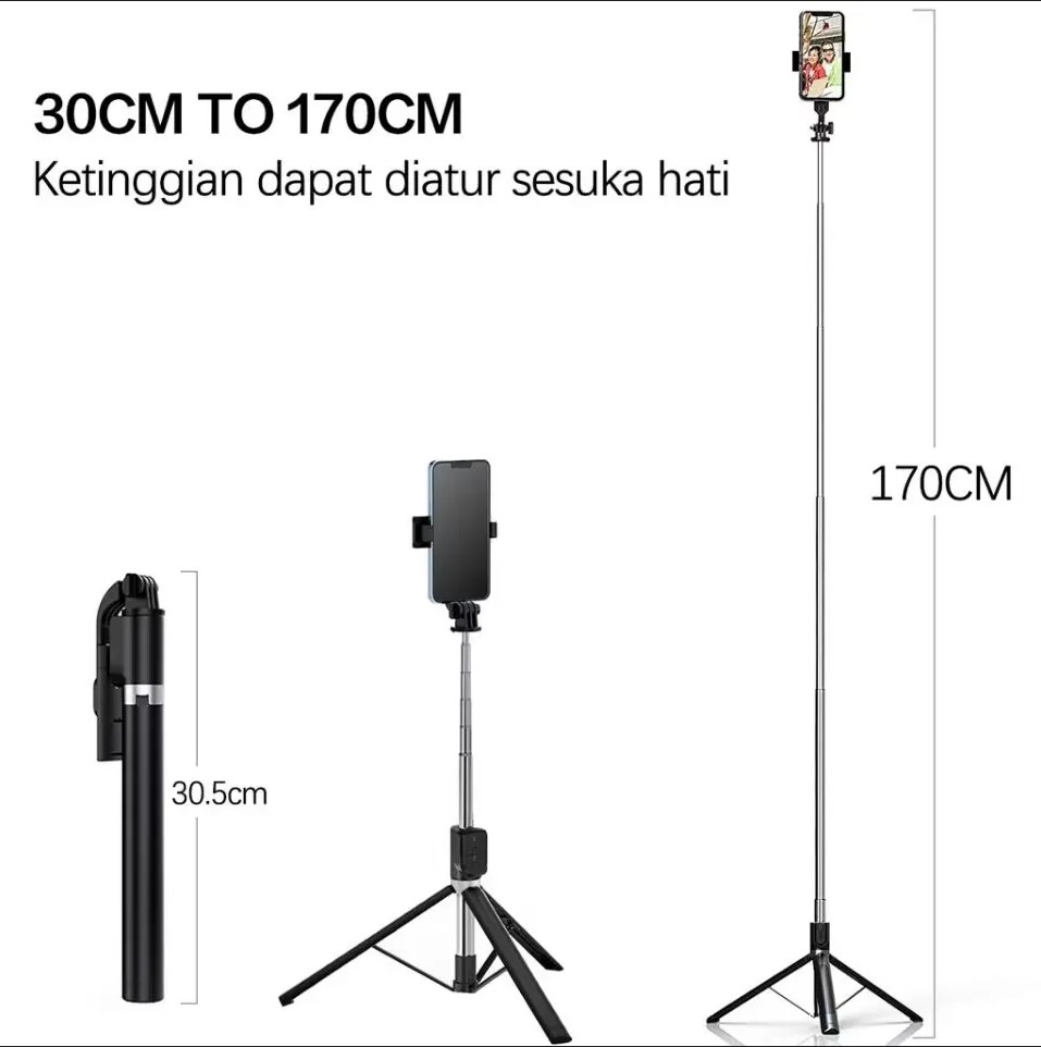 LIVE-K9 1.7M (5.7 Feet) Live Broadcastin Selfi Stand With Rechargable Light Selfe K9 Bluetooth 1.7M LED 4 in 1 Tripod LED Remote Control Tripod 170cm Selfie Stick Tripod Bluetooth LED Light. 