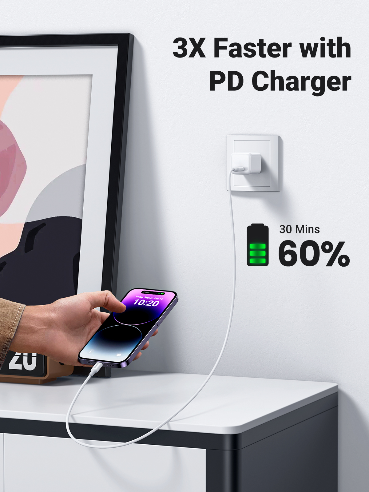 UGREEN 60749 USB-C to  Lightning M/M Cable Rubber  Shell 2m (White)#US171 - MFi USB- MFi USB-C to Lightning Charging Cable - USB-C to Lighting - Data Transfer Rate: 0.48 Gigabits Per Second - Compatible Phone Models: AirPods Pro, iPhone 11 Pro Max, iPad. 