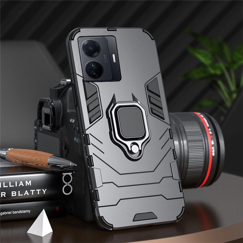 Phone case Vivo iqoo Z6 Pro Shockproof Armor Stand with Holder Car adsorb Ring Back cover Vivo iqoo Z6 Pro case. 