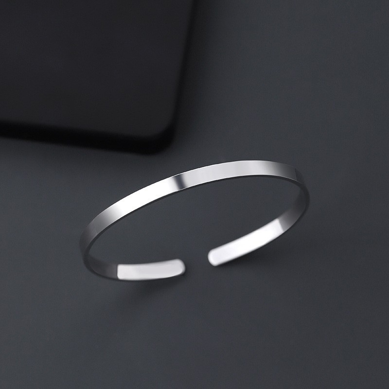 925 silver-plated bracelet men's glossy bracelet men's silver bracelet men's simple and generous hand jewelry for boyfriend