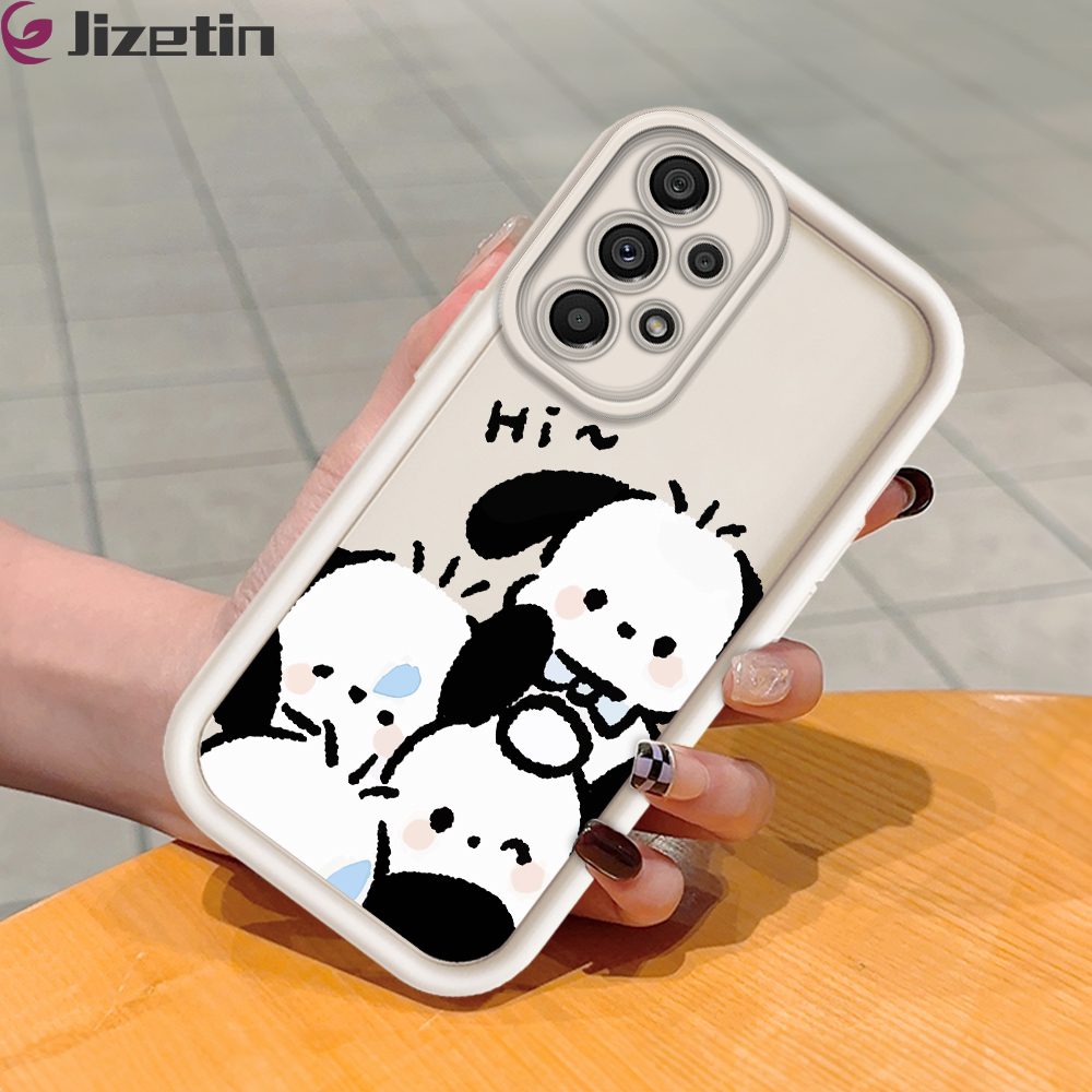 Jizetin for Samsung A73 5G Back Cover Cute Puppy Ladder Camera Soft Rubber Mobile Phone Case