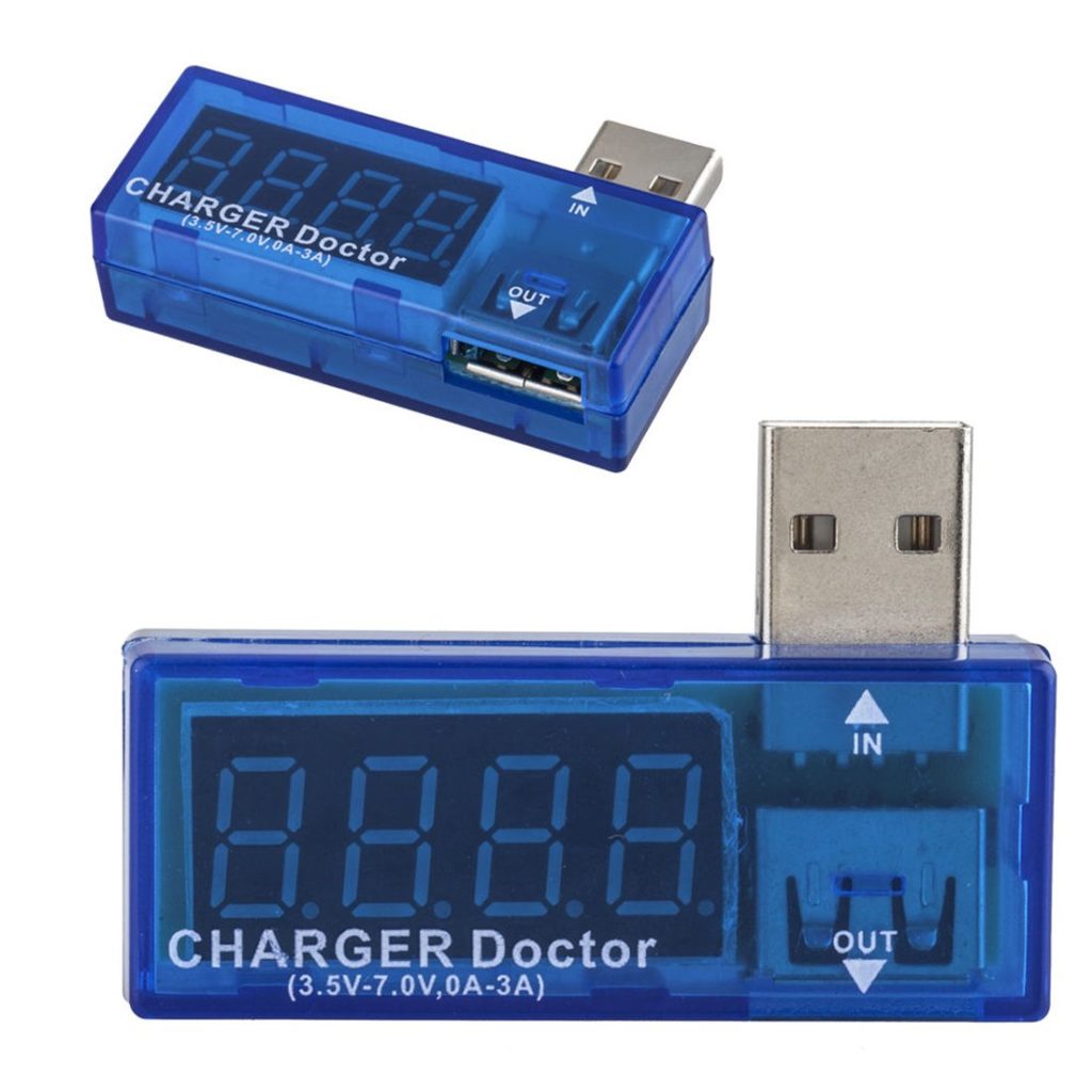 Charger Doctor USB Charger Doctor Power Meter Voltage Tester Current Monitor USB 3V-7V Volt 0-2.5A Amp Reader Multimeter LED Screen Portable Ampere Voltmeters Tester Voltmeter Ampere Meter Current Voltmeter Detector Tester. 
