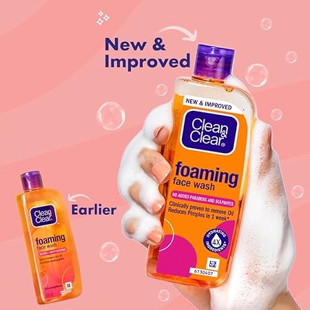 Clean & Clear Foaming face wash for oily skin, removes 99.8% pimple causing germs, Home & travel - 100ml. 