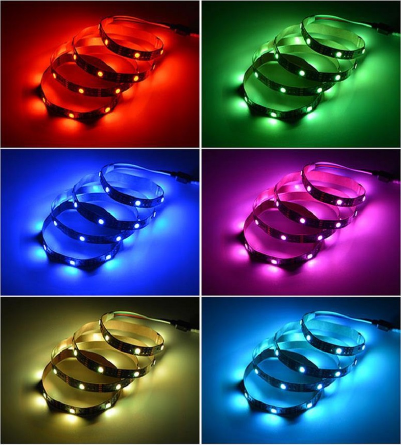 USB 5V LED Strip Lights RGB Music Sync Flexible Tape IR Remote Control Ribbon For Holiday Room TV PC Monitor Backlight Decor. 
