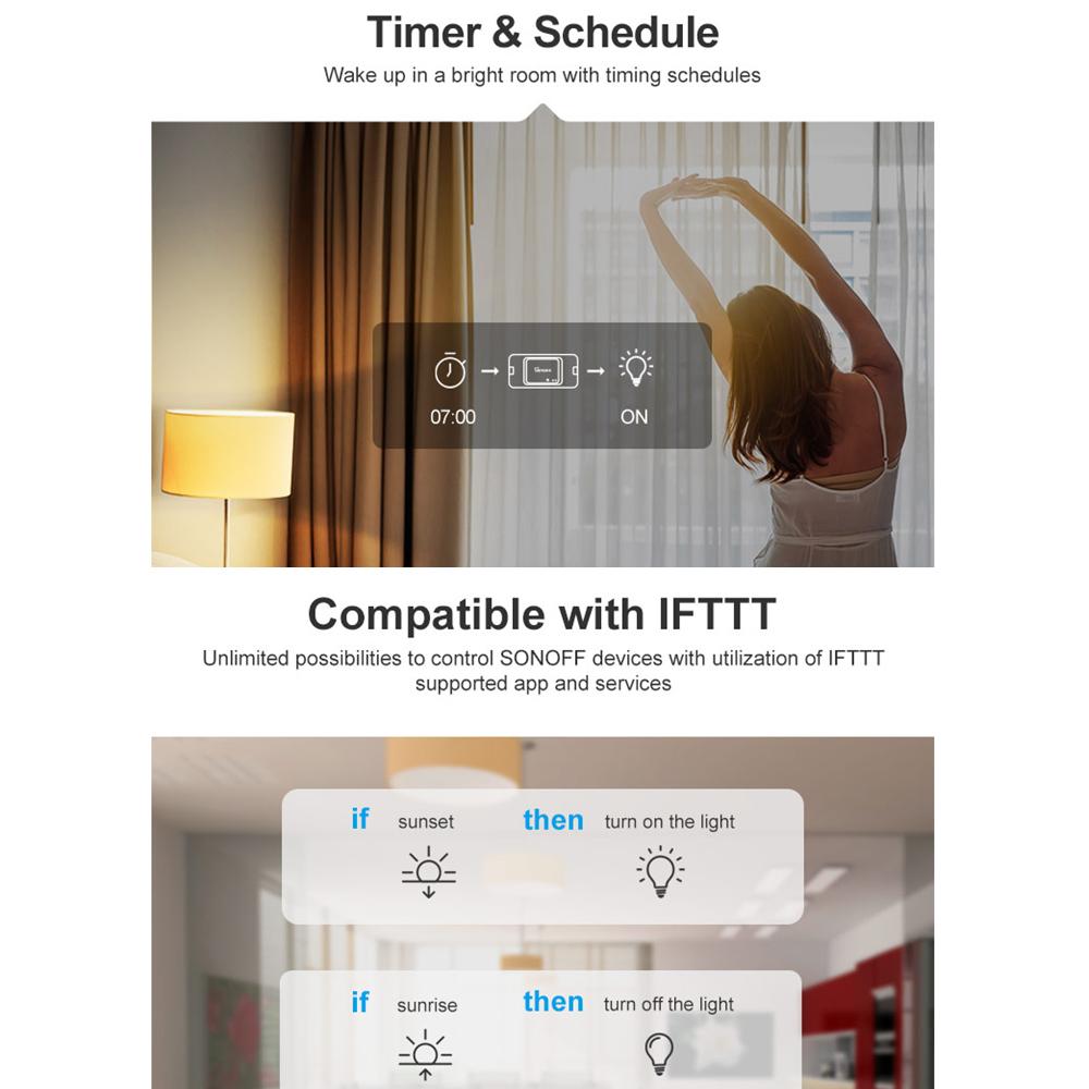 SONOFF BASICR3 Intelligent Wi-Fi Voice Control Switch Support Timing Switch Compatible with Goo-gle Nest Home & Amazon-Ale-xa Voice Control APP eWelink. 