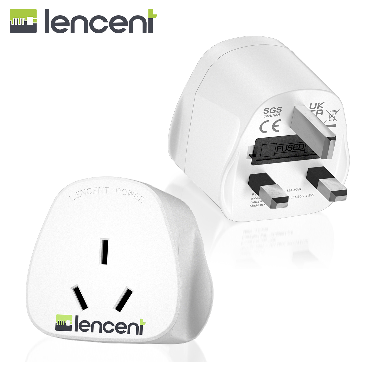 LENCENT 2X AU to UK Plug Adapter, Grounded Australian Visitors Travel Converter, Converts All Type I Plugs from UK Ireland Britain Scotland and More (Type G). 