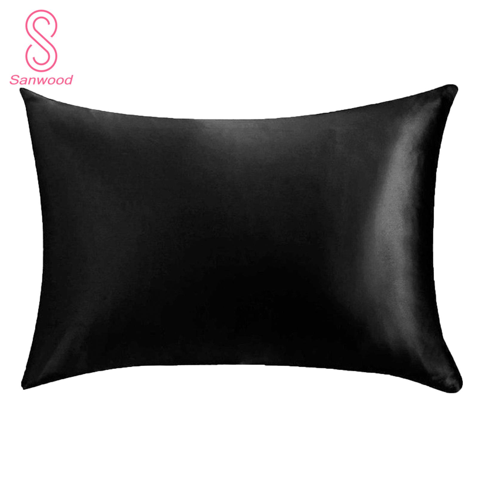 Solid Color Pillowcase Luxurious Silk Pillowcase Cover with Zipper Soft Durable Cushion Case for Skin-friendly Comfort Easy to Wash Maintain Perfect