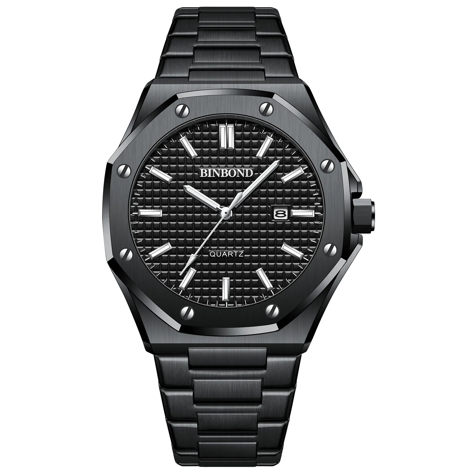 BINBONG B0233 Fashion Casual Men Watches Big Dial Silver Stainless Steel Calendar Quartz Wristwatch Classic Top Brand Male Clock. 