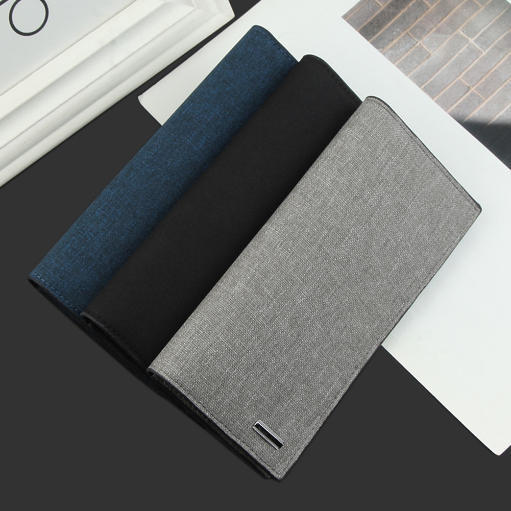 （New）Men Caual Canva Buine Wallet With Card lot Cloth Pattern Ultra trong titching Extra Capacity Long Wallet 1126 Perfect Gift. 