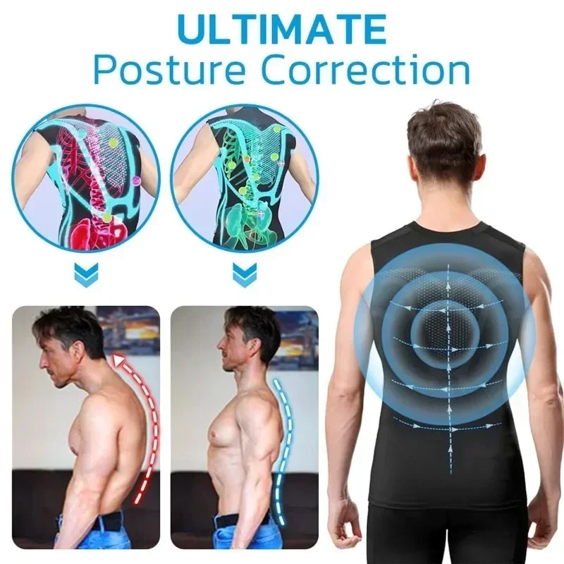 GFOUK MENIONIC Tourmaline Posture Corrector Vest Ionic Shaping Sleeveless Shirt Ionic Shaping Vest for Men Shaping Vest. 