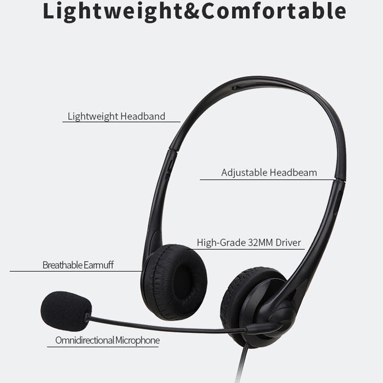 SOYTO SY490 Teaching Office Network Class Student Education Computer Headset, Style: Double Ear Black USB. 