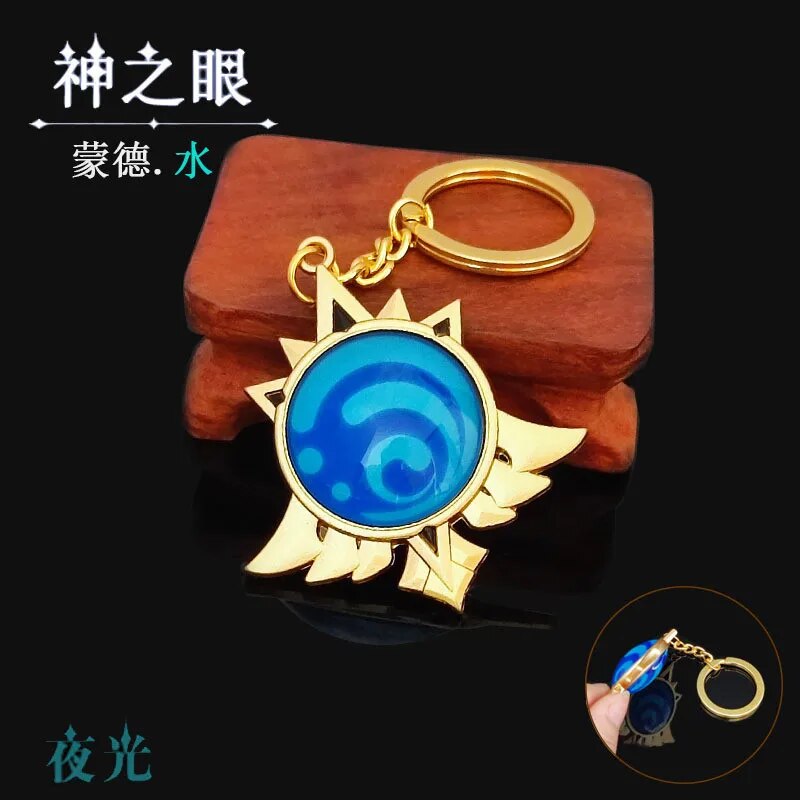 Game Genshin Impact Vision Lnazuma Ganyu Keqing Geo Wenti Xiao Zhongli Keychains Luminous 7 Element Equipment Vision Toy KeyRing