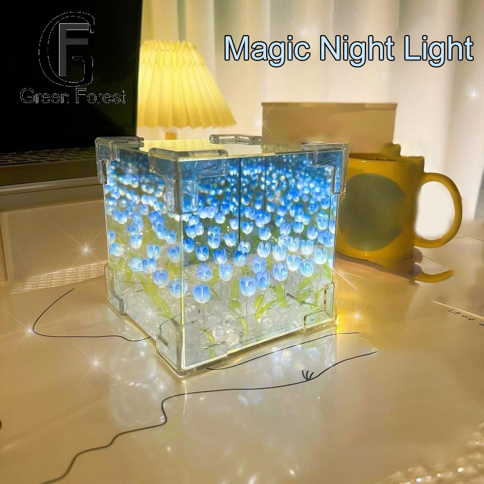 Tulip Infinity Mirror Lamp Handmade Diy Tulip Night Light Mirror Lamp Battery Powered Flower Table Ornament Easy Installation Buyer's Choice Led Lamp. 