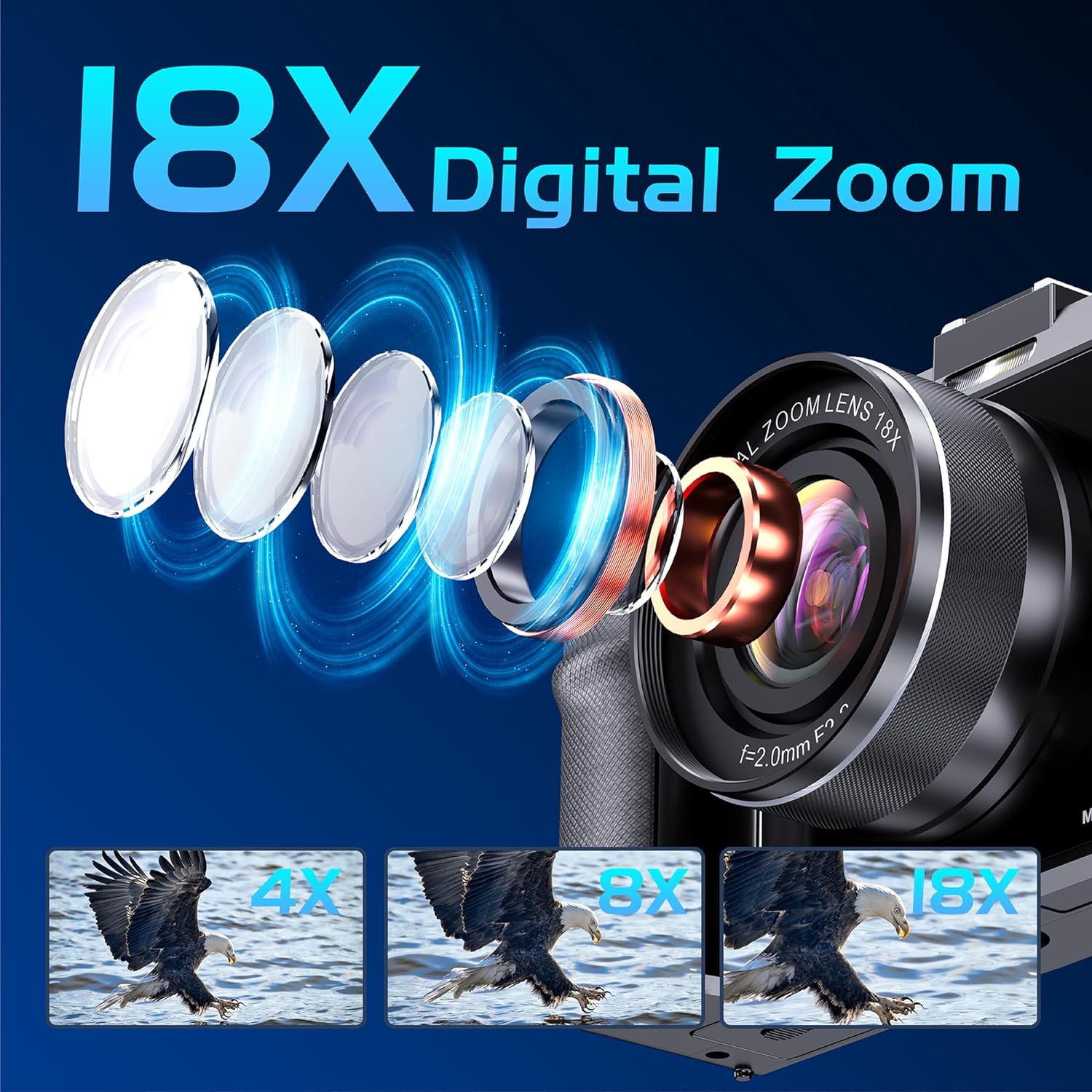 56MP Dual Lens Digital Photography Camera 4K WIFI Web Camcorder Vintage Vlog Video Recorder YouTube 18X Zoom Cameras DIY Frame. 