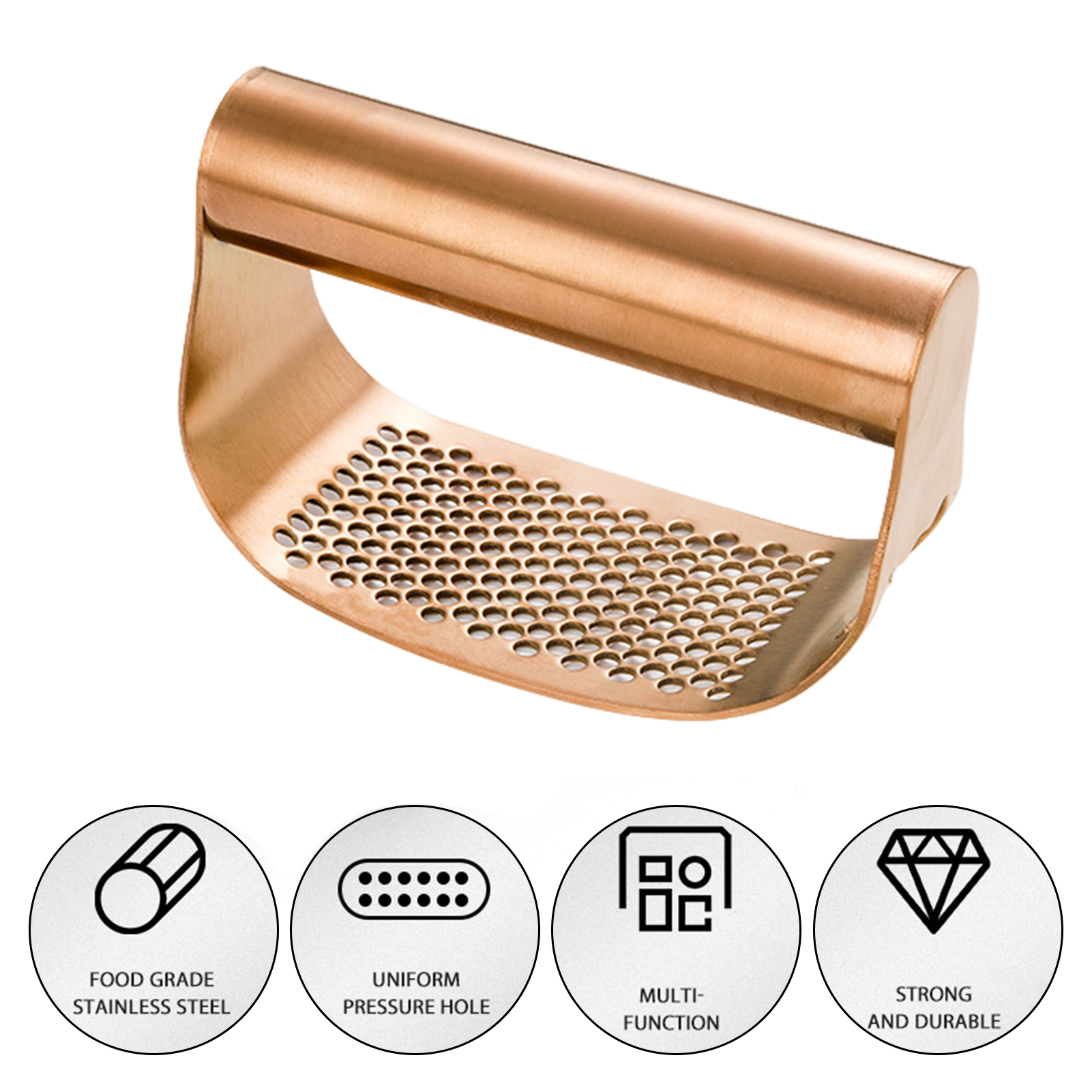 Ethereon Uniform Garlic Pressing Tool Stainless Steel Garlic Pressncer Crusr with Walnut Nut Opener Kitcn Tool for Easy Cooking Favorite Arc-shaped Garlic Press. 