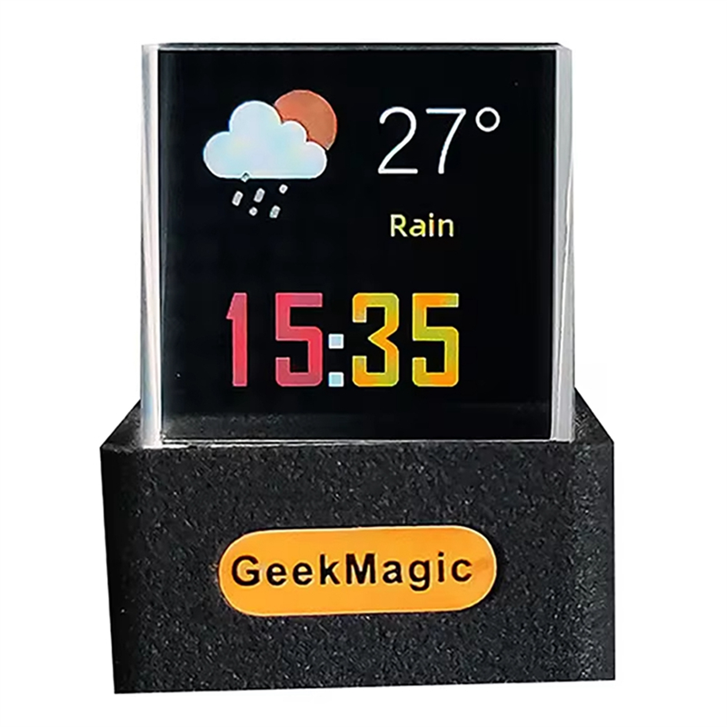 Crystal Cube Photo Display Holographic Desktop Smart Weather Station Digital Clock with GIF Animations Album. 