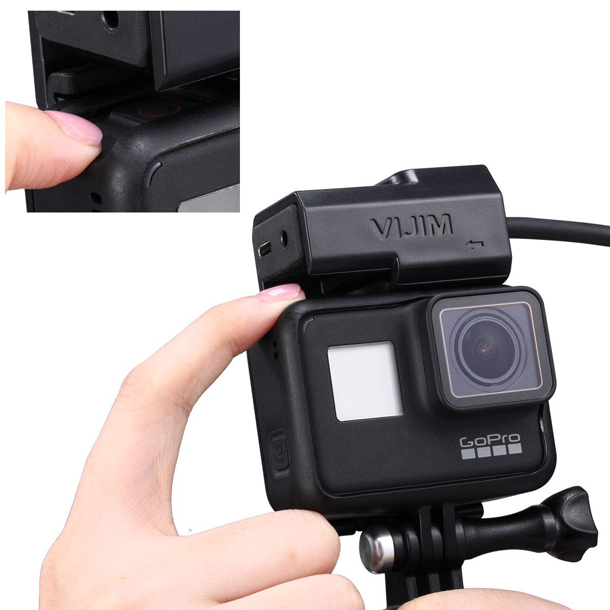 VIJIM GP-3 Microphone Mount for GoPro Hero 7, 6, 5 and Housing for Mic Adapter, Works GoPro Case with Universal Cold Shoe Adapter. 
