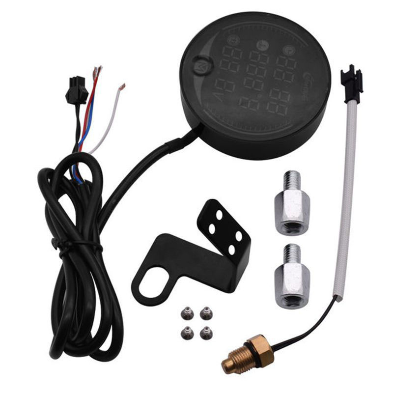 JDXHLAU 5 in 1 Motorcycle Water Temperature Meter USB Rechargable Time Voltmeter LED Night Vision Meter with Temperature Sensor. 