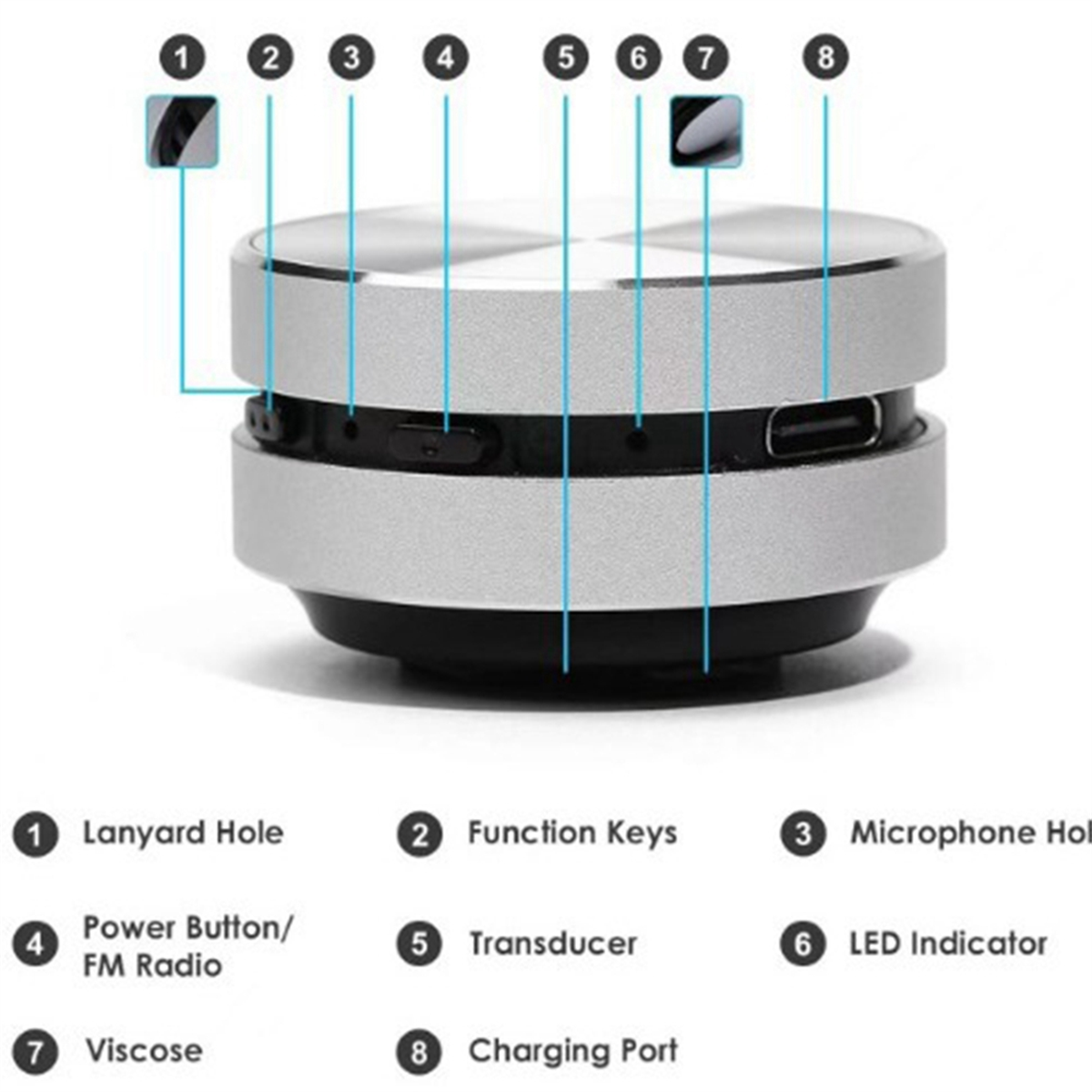 Portable Mini Bluetooth Speaker Turns Anything Into A Speaker Wireless Bone Conduction Induction Vibration (Silver). 