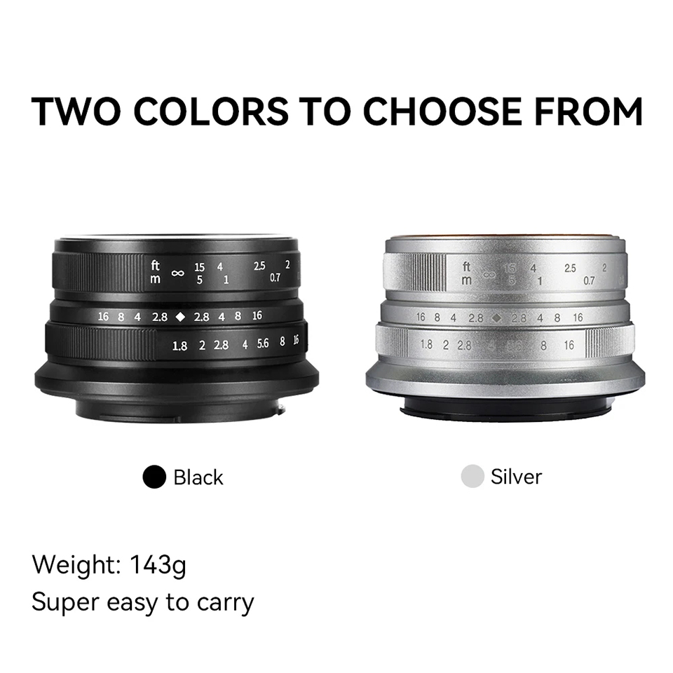 7artisans 25mm F1.8 APS-C Frame Large Aperture Wide Angle Prime Lens for Studio Photography with Sony E Zev-10 X Z M M43 Mount. 