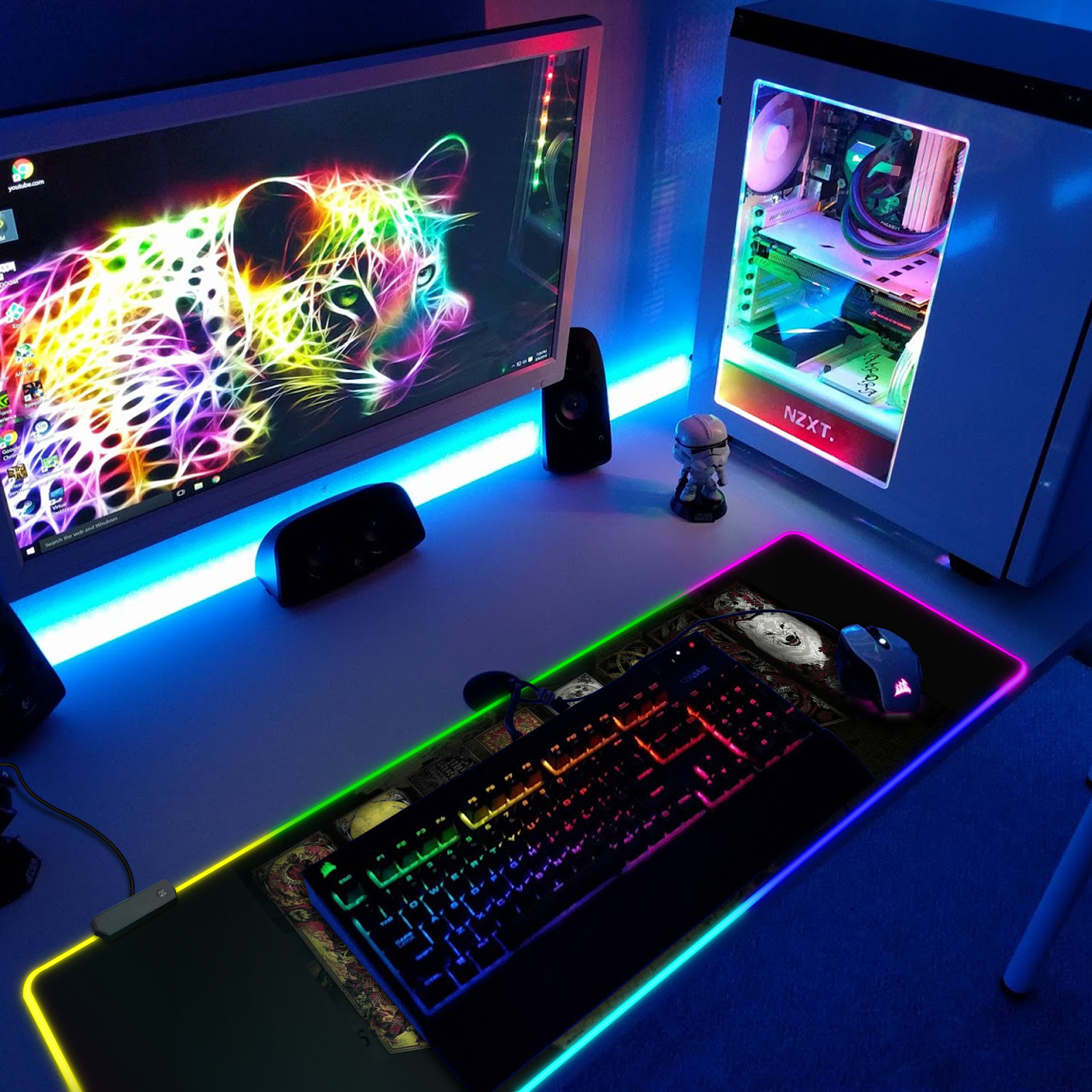 Stock Market Chart Pattern Large RGB Mouse Pad Mousepad LED Mouse Mat Table Pads Backlit Desk Mats Keyboard Mat XXL 90x40cm. 