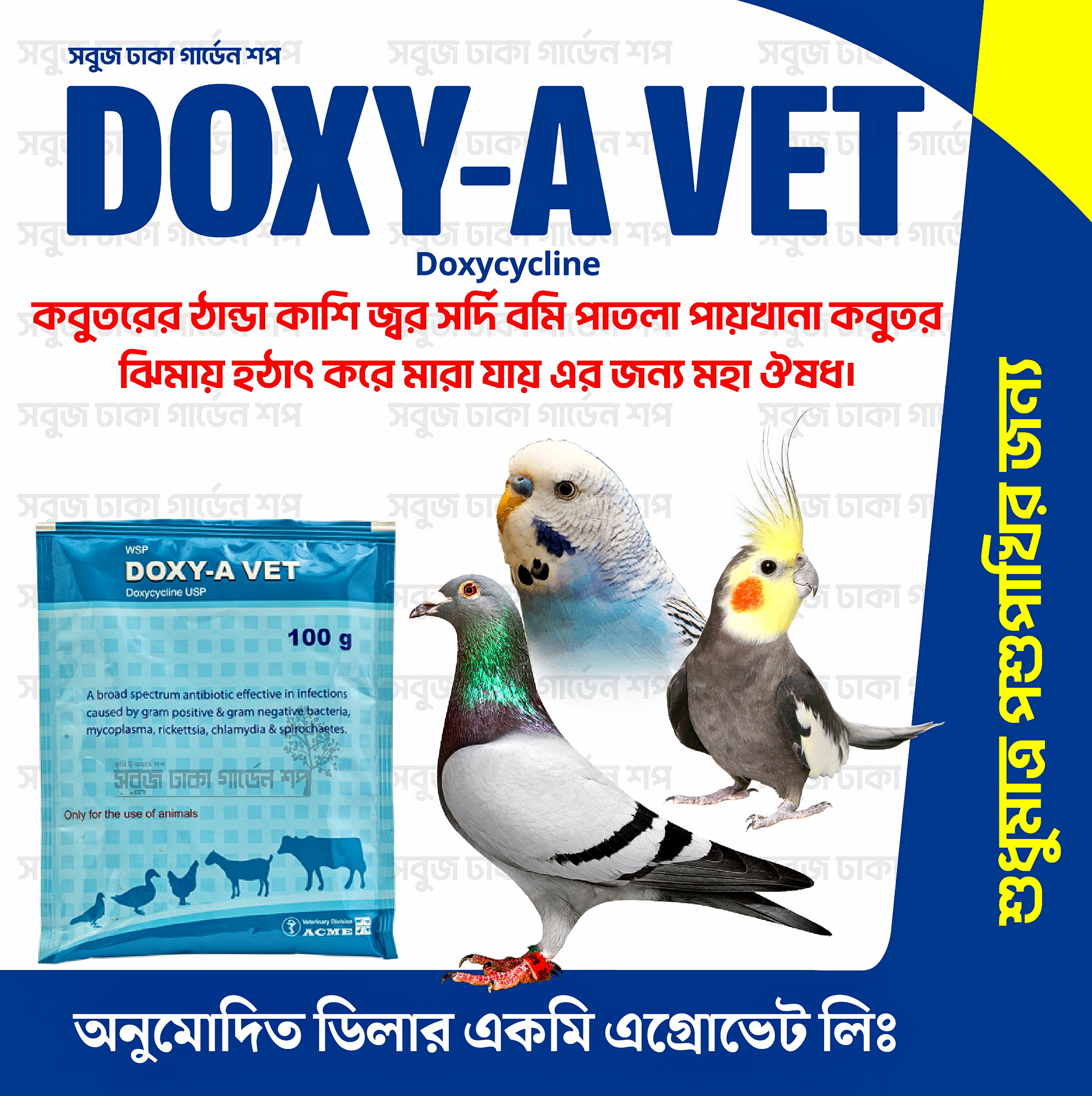DOXY-A VET POWDER 10gm Pack (Pakhir Thanda Jor er jonno)