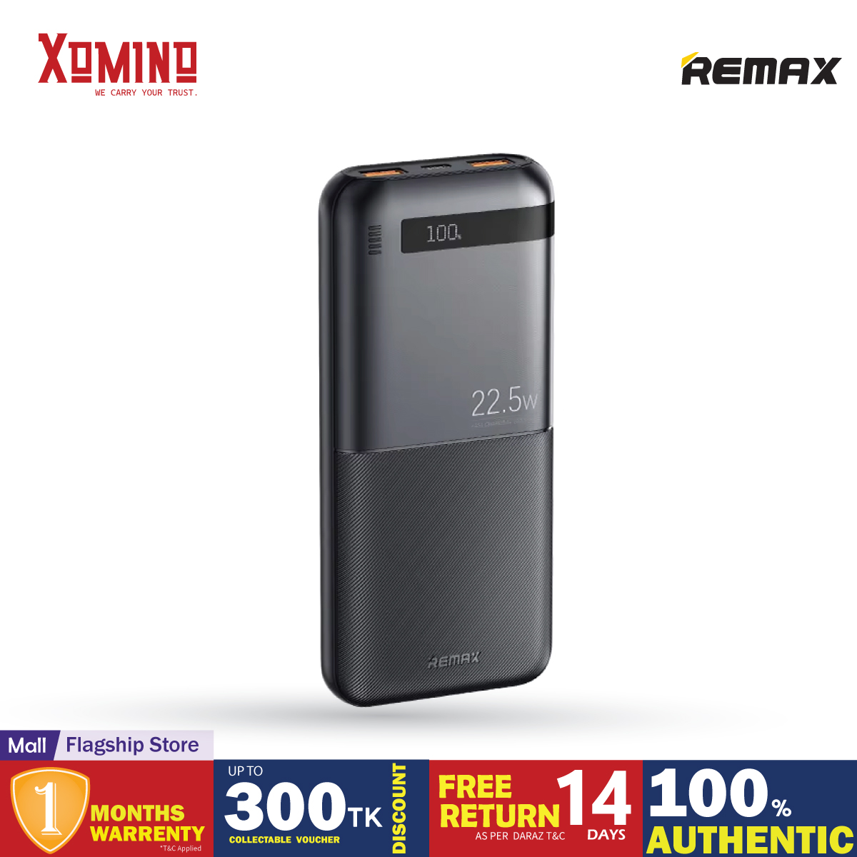 REMAX RPP-72 Piloteer Series 20000mAh PD+QC Fast Charging Power Bank(PD 20W+QC 22.5W) - Black