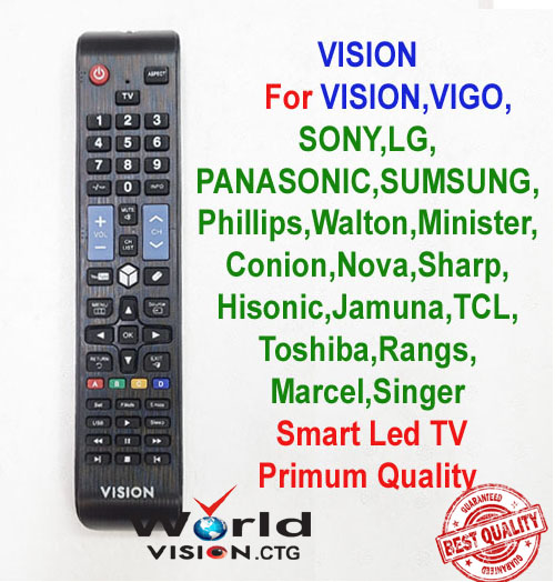 Remote Control For VISION,Sony,Vigo,Panasnic,Sumsung, Waltn Minister,Toshiba, LG, Jumuna, Rangs,Marcel, Android TV Remote.
