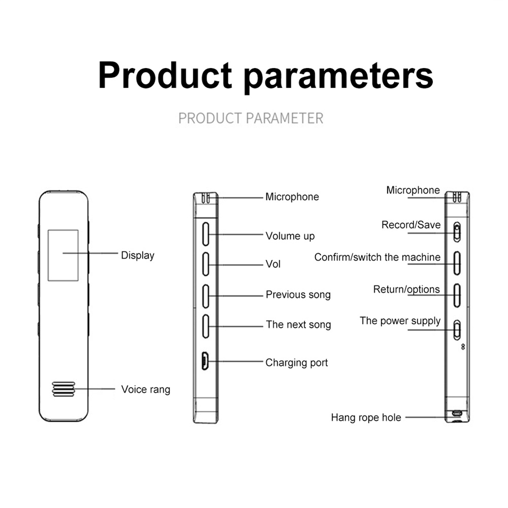 C8 Digital Voice Recorder 50M Long Distance Voice Activated Recorder With Accelerate Function Dictaphone. 