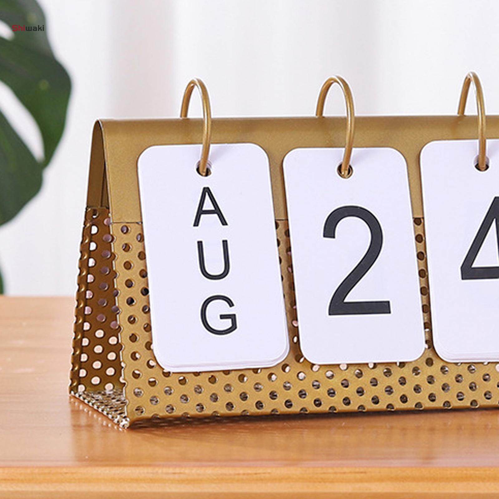 Creative Desktop Calendar Standing Iron Frame Tabletop Office Home Page Turning Decorative Simple. 