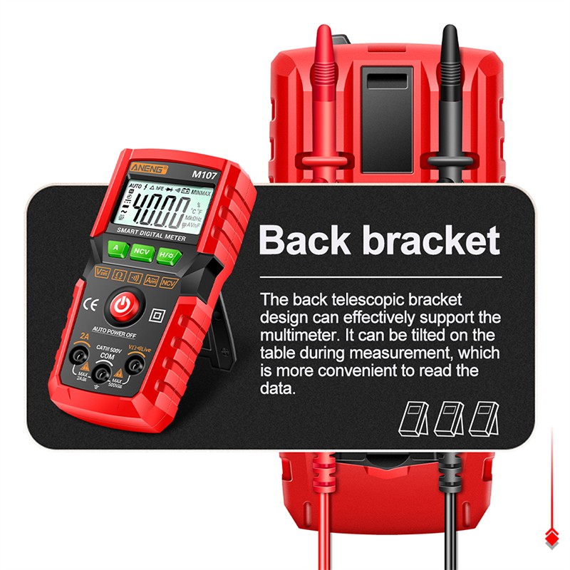 Nax Aneng M107 Smart Digital Multimeter 4000 Count Ac/Dc Voltage Current Mini Meter With Backlight. 