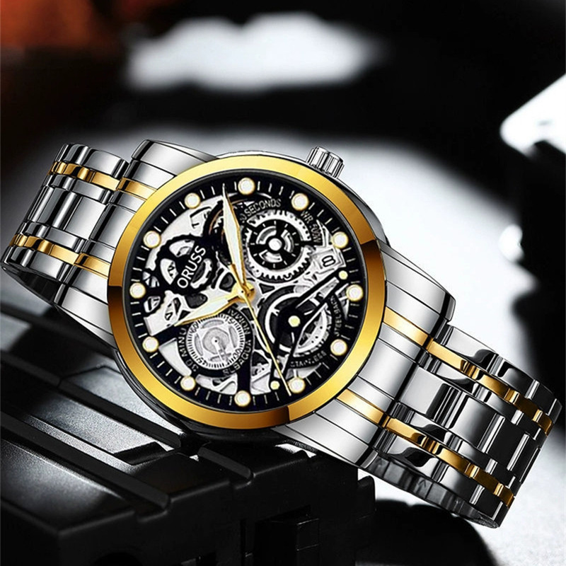 Fully Automatic Hollow-out Movement Watch Calendar Men Watch Luminous Mechanical Watch. 