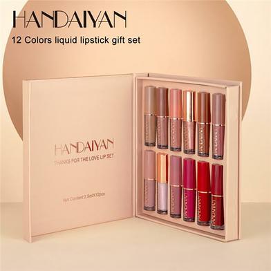 Handaiyan 12 Color Matte Liquid Lipstick Set Long-Lasting Smudge Proof - Kurti. 