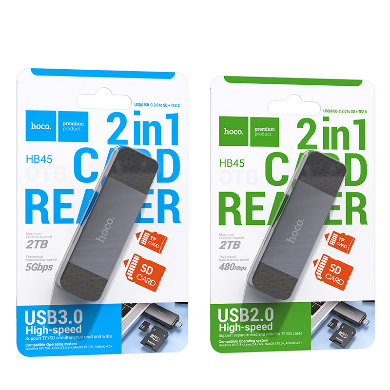 HOCO/Haoku HB45 Smart Key 2-in-1 USB/Type-C 2.0/3.0 Card Reader. 