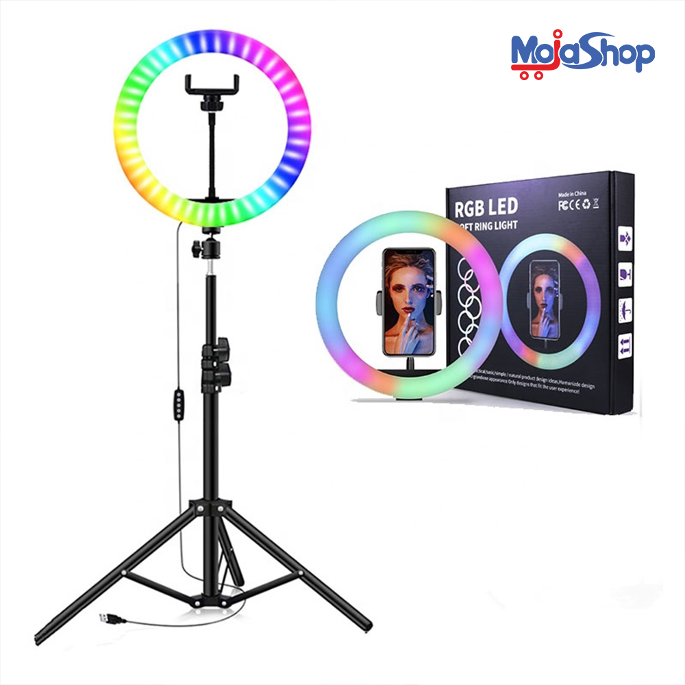 12" RGB LED Soft Ring Light with 7Fit Stand With Universal USB Plug Interface for Photography Makeup YouTube Video Shooting. 