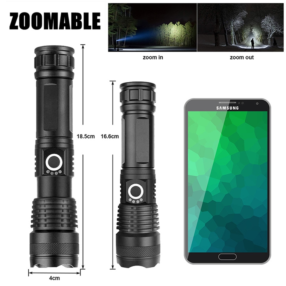【NEW】 Flashlight Xhp70 Most Powerful LED Rechargeable Lantern Usb Zoom 18650 Battery 26650 Torch Best Camping, Outdoor & Emergency Use. 