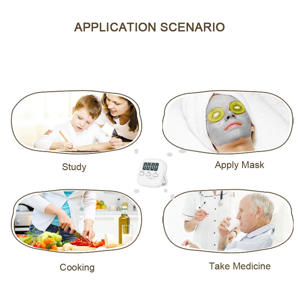 Portable Digital Kitchen Timer Magnetic Cooking Countdown Alarm with LCD Screen Stand for Study Sports Cooking Gaming Office. 
