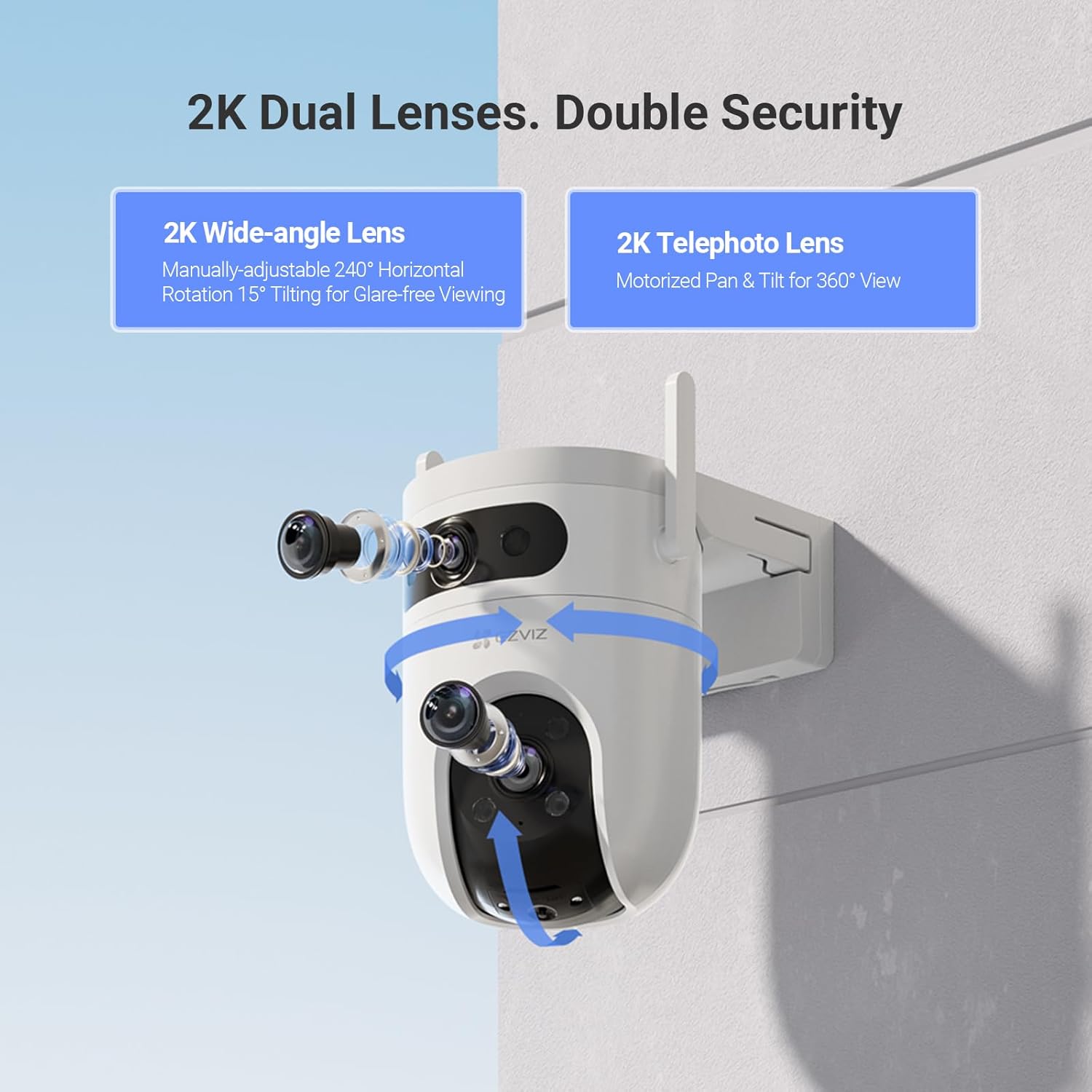 Ezviz H9C 3MP Dual-Lens Pan & Tilt Wi-Fi IP Security Camera Weatherproof Design Upto 512GB Support. 