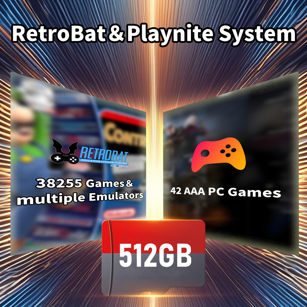 Playnite Retrobat 512G Gaming TF Card For ROG Ally/WIN Handheld/ PC Memory Card Built-in 38000+ Games For N64/PS3/PS2/PSP/SS/PS1. 