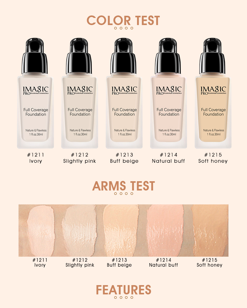IMAGIC full coverage foundation spot removing liquid foundation matte waterproof foundation makeup- 30ml. 