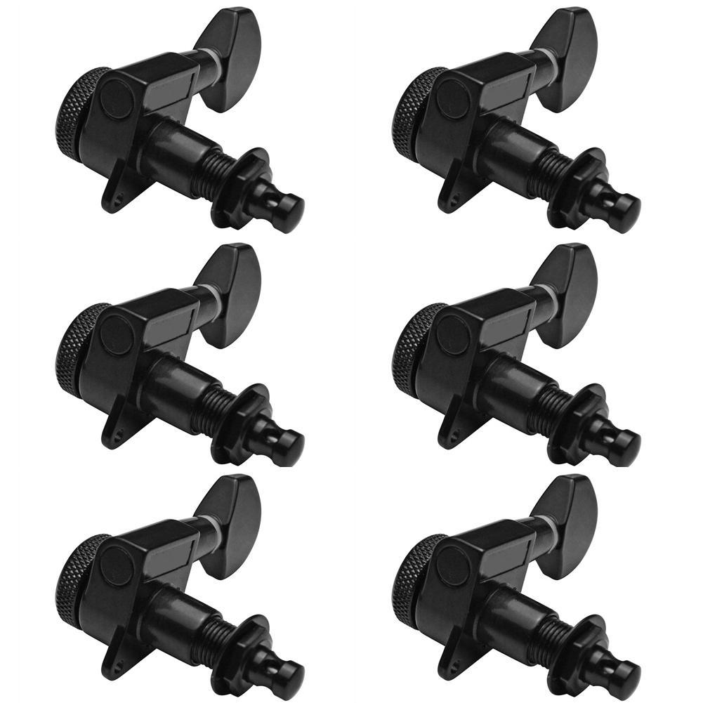 Guitar String Peg Locking Tuners Tuning Pegs Machine Heads Black 6R Inline 6 x Guitar Machine Head G. 