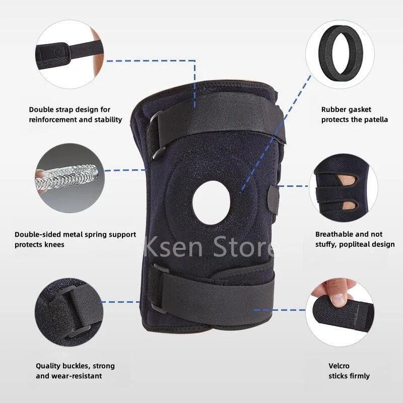 XL-6XL Double Straps Knee Brace with Rubber Washer Spring Support Plus Size, Oversized Meniscus Tear Joint Pain Injury Recovery. 