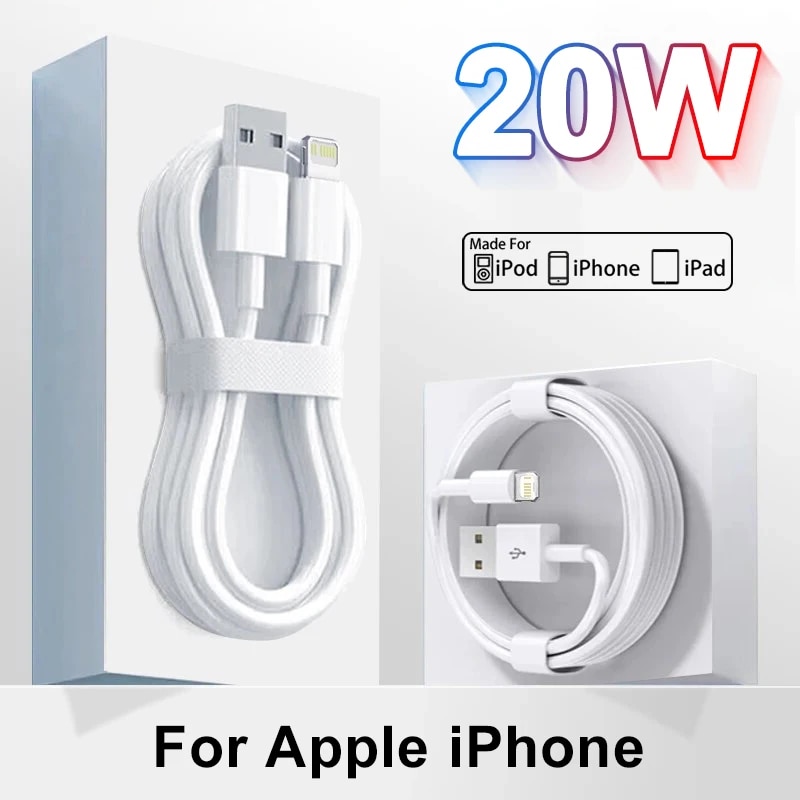 USB 20W Fast Charging Cable 2M Cable For iPhone 6 7 8 Plus X XS XR SE Lightning Charger Data Line For iPhone 14 Pro Max 13 12 11