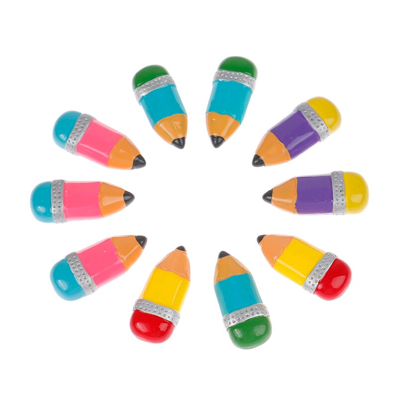 10PCS Simulation Colorful Pencil Learning Stationery Ruler Schoolbag Computer Calculator Resin DIY Accessories Dollhouse Decor. 